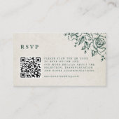 Smaragd groen  botanische bruiloft website informatiekaartje (Voorkant)