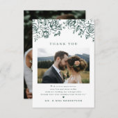 Smaragd groen botanische eenvoudige bruiloft bedankkaart (Voorkant / Achterkant)
