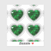Smaragd Groen Diamant Jubileum Hart Sticker (Vel)