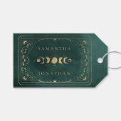 Smaragd Groen & Faux Goud Tarot Hemelbruiloft Cadeaulabel (Voorkant (Horizontaal))