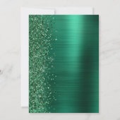 Smaragd Groen Geborsteld Metaal Glitter Script Bru Kaart (Achterkant)