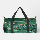 Smaragd Groen Glitter Marmer Aangepaste Jouw naam Plunjezak (Voorkant)