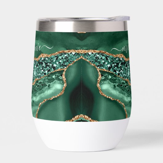 Smaragd Groen Glitter Marmer Aangepaste Naam (Links)