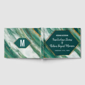 Smaragd Groen Goud Abstract Agaat Marmer Bruiloft Gastenboek (Volledig)