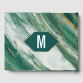 Smaragd Groen Goud Abstract Agaat Marmer Bruiloft Gastenboek (Achterkant)