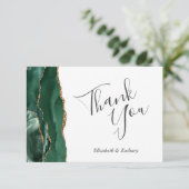 Smaragd Groen Goud Agaat Bruiloft Flat Dank u Kaart (Staand voorkant)