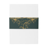  Smaragd Groen Goud Bloemen Damast Bruiloft Uitnodigingen Wikkel (Achterkant Voorbeeld)