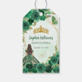 Smaragd Groen Goud Bloemen Prinses Tiara Favor Cadeaulabel (Voorkant)
