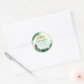 Smaragd Groen Goud Bloemen Prinses Tiara Favor Ronde Sticker (Envelop)