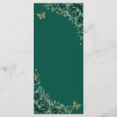 Smaragd Groen Goud Bloemen Quinceanera Menu (Achterkant)