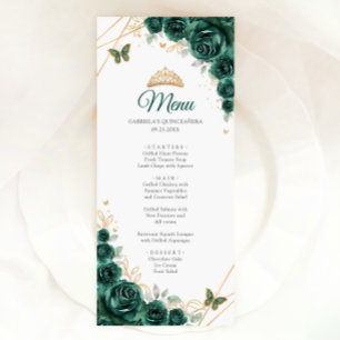 Smaragd Groen Goud Bloemen Quinceanera Menu