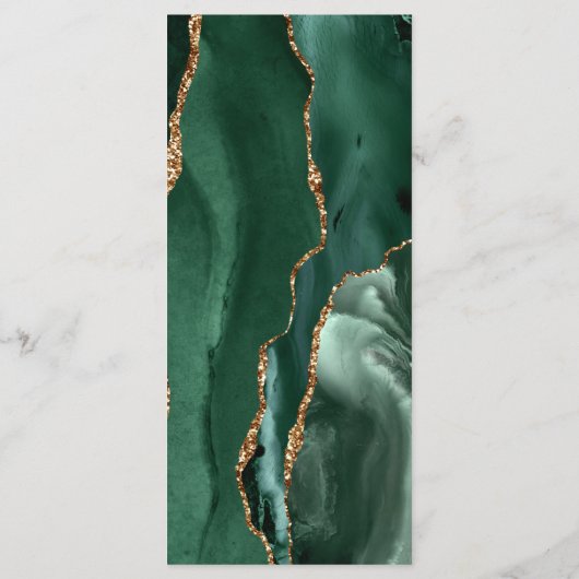 Smaragd Groen Goud Donker Bruiloft Menu (Achterkant)