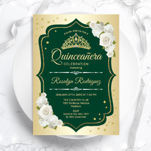 Smaragd Groen Goud Elegant Quinceanera Kaart