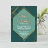 Smaragd Groen Goud Geometrisch Marmeren Brunch Bub Kaart (Staand voorkant)