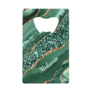 Smaragd Groen Goud Gepersonaliseerde Naam Flesopen Kredietkaart Flessenopener