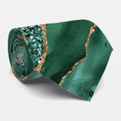 Smaragd Groen Goud Glitter Sparkly Marmeren Stropd Stropdas (Opgerold)