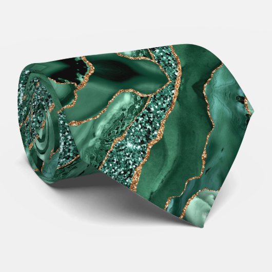 Smaragd Groen Goud Glitter Sparkly Stropdas (Opgerold)