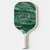 Smaragd Groen Goud Jouw naam Pickleball Paddle (Achterkant)