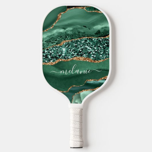 Smaragd Groen Goud Jouw naam Pickleball Paddle (Voorkant)