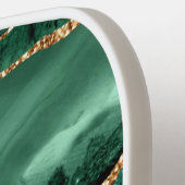 Smaragd Groen Goud Jouw naam Pickleball Paddle (Links Detail)