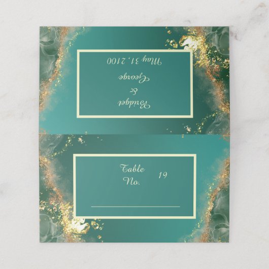 Smaragd groen goud juweel tinten bruiloft (Buitenkant ongevouwen)