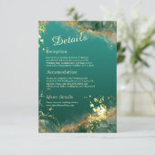 Smaragd groen goud juweel tinten bruiloft informatiekaartje (Staand voorkant)