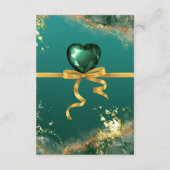 Smaragd groen goud juweel tinten bruiloft informatiekaartje (Achterkant)