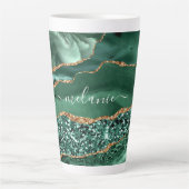 Smaragd Groen Goud Marmer Aangepaste Naam Latte Mo Latte Mok (Voorkant)