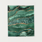 Smaragd Groen Goud Marmer Aangepaste Naam Tapestry Wandkleed (Voorkant)