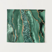 Smaragd Groen Goud Marmer Aangepaste Naam Tapestry Wandkleed (Voorkant (horizontaal))