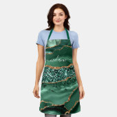 Smaragd Groen Goud Marmer Aangepaste Tekst Naam Sc Schort (Gedragen)