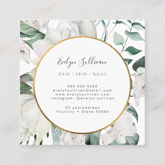 Smaragd groen gouden cirkel visitekaartje (Achterkant)