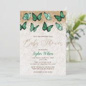 Smaragd Groen Gouden Glitter Vlinder Baby shower Kaart (Staand voorkant)