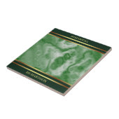 Smaragd Groen Marmer en Gouden Strepen Naam Tegeltje (Zijkant)