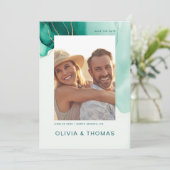 Smaragd Groen Modern Huwelijk QR Foto Opslaan Datu Kaart (Staand voorkant)