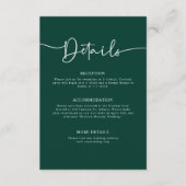 Smaragd Groen Modern Minimale Kalligrafie Bruiloft Informatiekaartje (Voorkant)