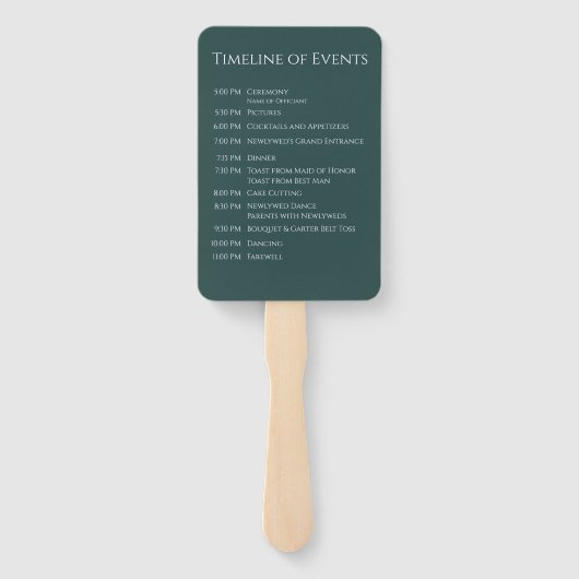 Smaragd Groen-Modern- Monogram-Trouwprogramma- Handwaaier (Achterkant)