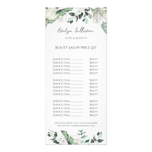 Smaragd groen prijslijst Rackkaart Reclamekaart (Voorkant)