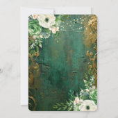 Smaragd Groen Romantisch Bloemen Bruiloft Kaart (Achterkant)