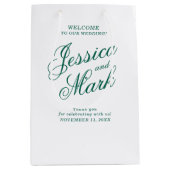 Smaragd Groen Script Typografie Bruiloft Welkom Medium Cadeauzakje (Voorkant)