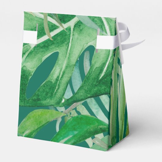 Smaragd groen tropische bruiloft bedankdoosjes (Achterkant)