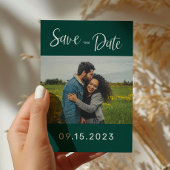 Smaragd Groen Wit Foto Bruiloft Save The Date Briefkaart