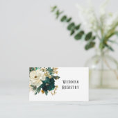 Smaragd Groen Wit Goud Pioenrozen Trouwregister Informatiekaartje (Staand voorkant)