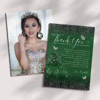 Smaragd Groen Zilver Glitter Quinceanera Foto