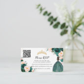 Smaragd Groene Blush Bloemen Quinceañera QR Code Informatiekaartje (Staand voorkant)