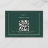 Smaragd Groene Bruiloft QR Code Bruiloft Informatiekaartje (Voorkant)