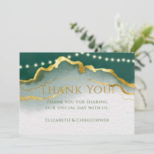 Smaragd Groene Gouden Agaat en Licht Dankkaarten Kaart (Staand voorkant)