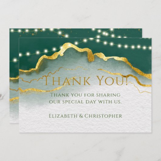 Smaragd Groene Gouden Agaat en Licht Dankkaarten Kaart (Voorkant / Achterkant)