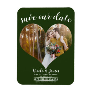 Smaragd Groene Hart Foto Bruiloft Save the Date Magneet