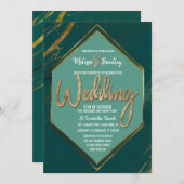 Smaragd Groene Mint Goud Geometrisch Marmer Bruilo Kaart (Voorkant / Achterkant)